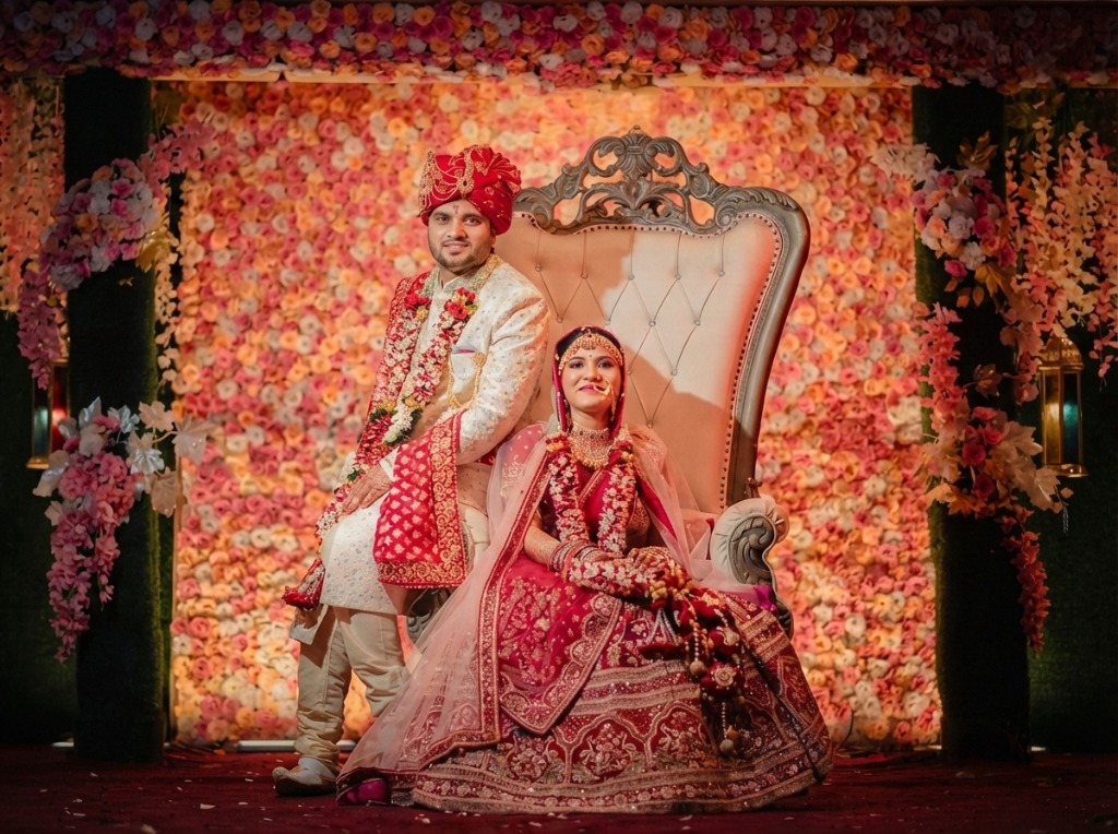 Beautiful Indian wedding couple at Raichand Inn